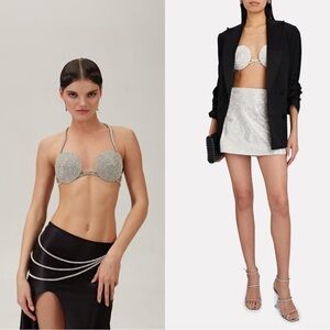 NUE Marie Rhinestone-Embellished Spiral Bra Size Small